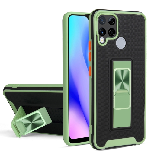 

For OPPO Realme C15 / C12 / C25 Dual-color Skin Feel TPU + PC Magnetic Shockproof Case with Invisible Holder(Green)