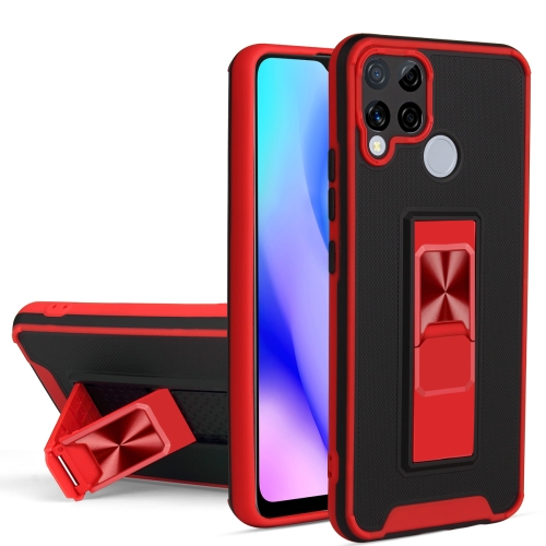 

For OPPO Realme C15 / C12 / C25 Dual-color Skin Feel TPU + PC Magnetic Shockproof Case with Invisible Holder(Red)