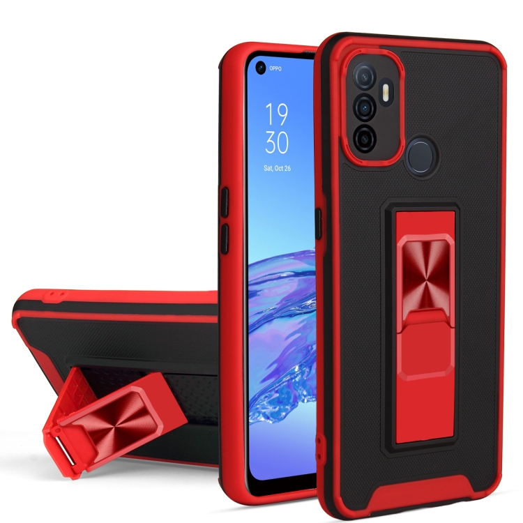 

For OPPO A53 Dual-color Skin Feel TPU + PC Magnetic Shockproof Case with Invisible Holder(Red)
