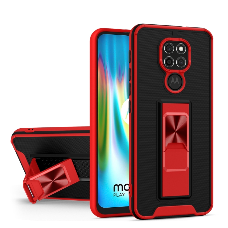 

For Motorola Moto G9 Dual-color Skin Feel TPU + PC Magnetic Shockproof Case with Invisible Holder(Red)