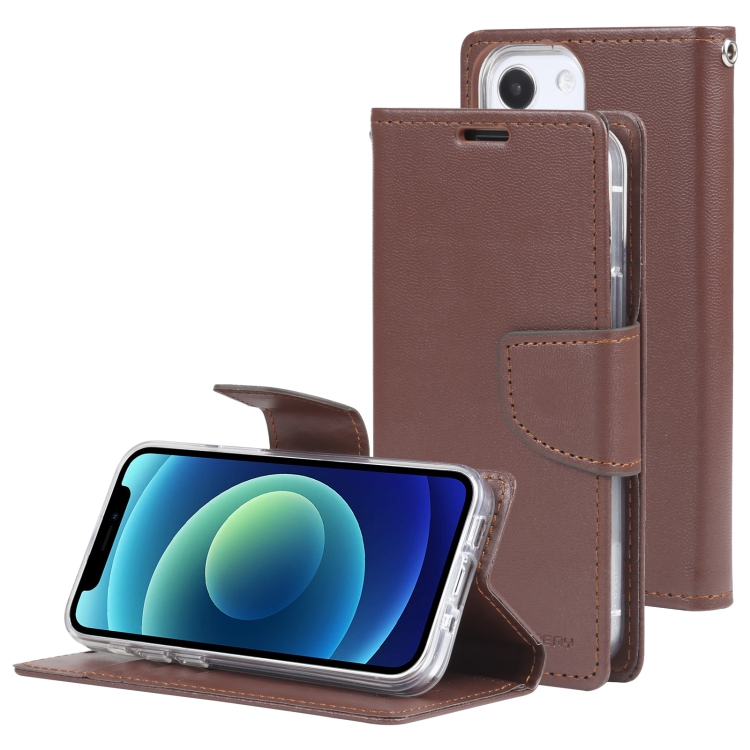 

GOOSPERY Bravo Diary Crazy Horse Texture Horizontal Flip Leather Case with Bracket & Card Slot & Wallet For iPhone 13 mini(Brown)