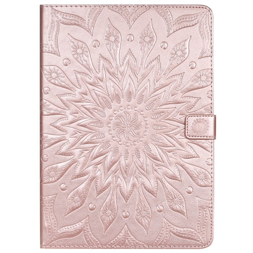 

For iPad 10.2 / Pro 10.5 / Air 2019 Pressed Printing Sun Flower Pattern Horizontal Flip Leather Case with Holder & Card Slots & Wallet(Rose Gold)