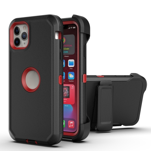 

Robot Shockproof Silicone + PC Protective Case with Back Clip Holder For iPhone 11 Pro Max(Black Red)