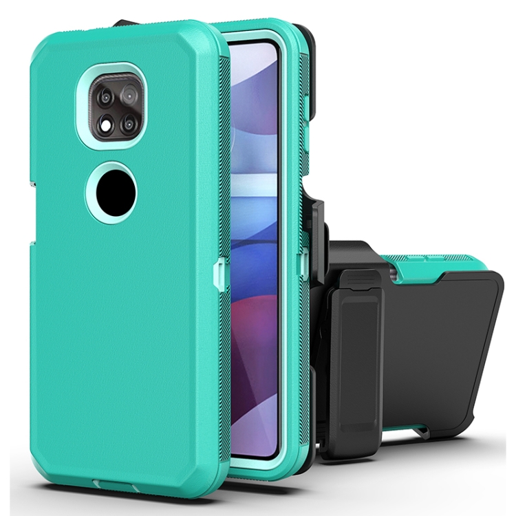 

For Motorola Moto G Power 2021 Robot Shockproof Silicone + PC Protective Case with Back Clip Holder(Green + Light Green)