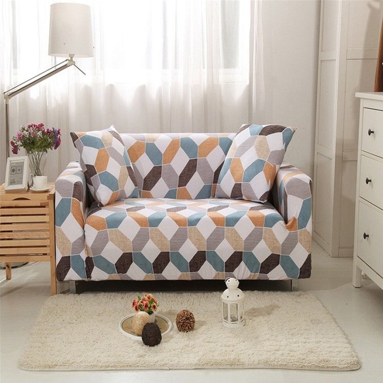 

Double Seat Four Seasons Printing Full Coverage Elastic Non-slip Sofa Cover(Color Geometry)