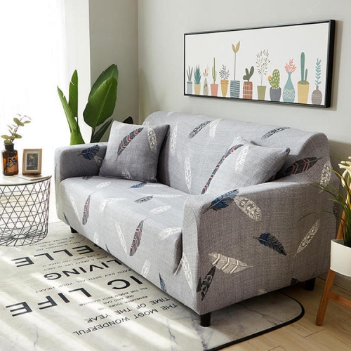 

Double Seat Four Seasons Printing Full Coverage Elastic Non-slip Sofa Cover(Feather)