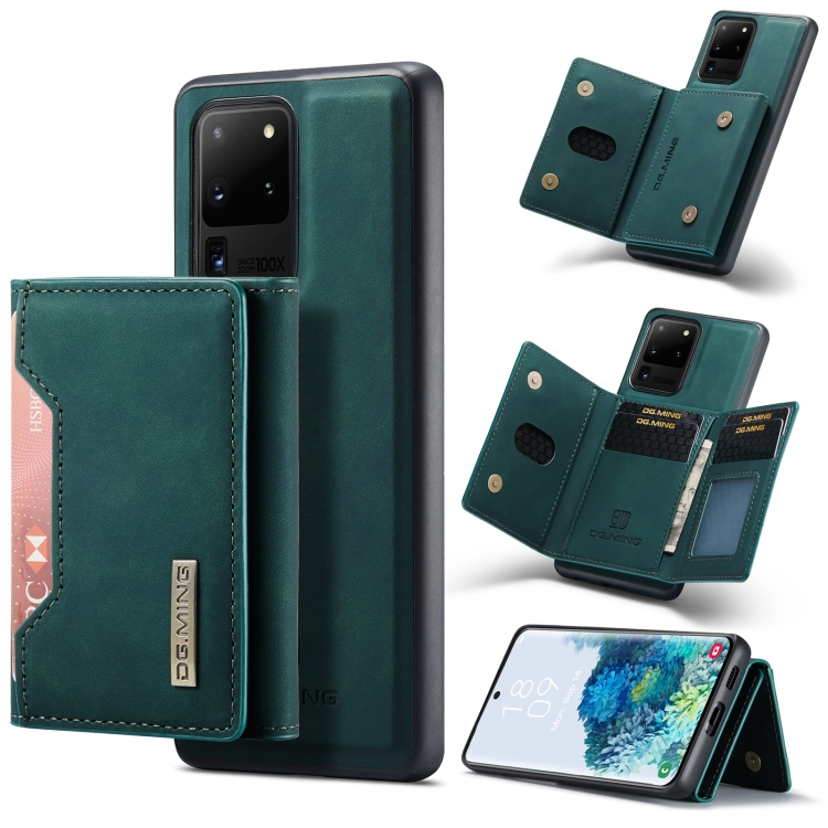 

For Samsung Galaxy S20 Ultra DG.MING M2 Series 3-Fold Multi Card Bag + Magnetic Back Cover Shockproof Case with Wallet & Holder Function(Green)