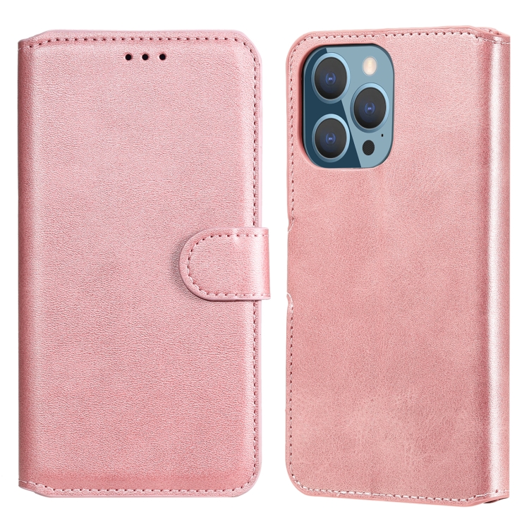

Classic Calf Texture PU + TPU Horizontal Flip Leather Case with Holder & Card Slots & Wallet For iPhone 13 Pro(Rose Gold)