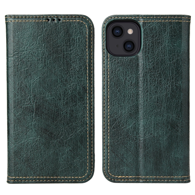 

Fierre Shann Retro Tree Bark Texture PU Magnetic Horizontal Flip Leather Case with Holder & Card Slots & Wallet For iPhone 13(Green)