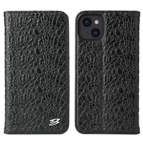 

Fierre Shann Crocodile Texture Magnetic Horizontal Flip Genuine Leather Case with Holder & Card Slot For iPhone 13 mini(Black)