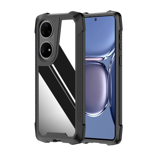 

For Huawei P50 Stainless Steel Metal PC Back Cover + TPU Heavy Duty Armor Shockproof Case(Mirror Black)