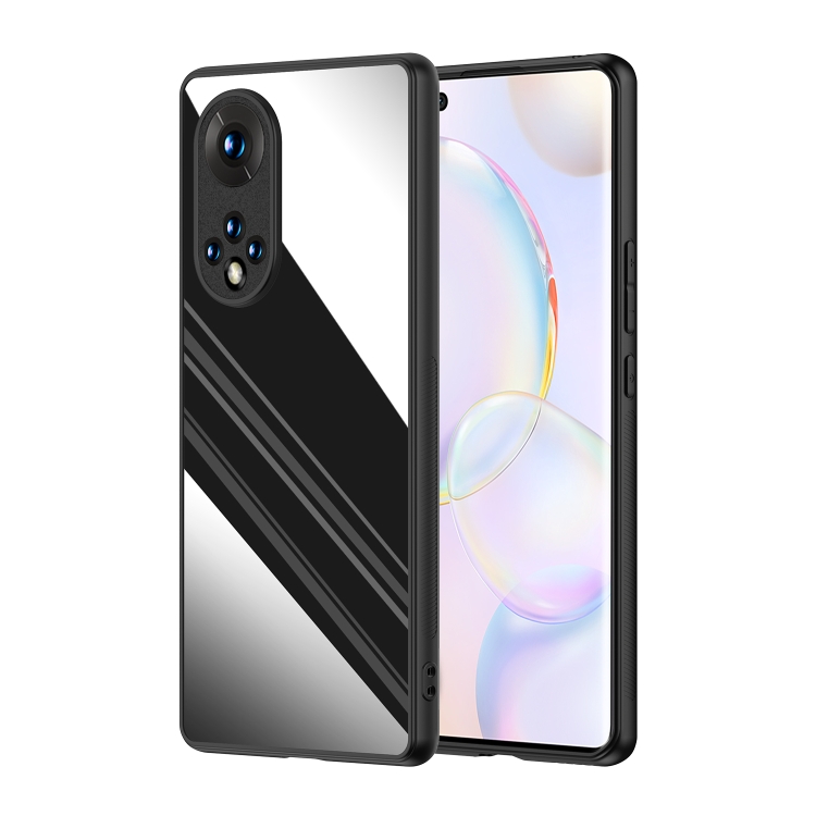 

For Honor 50 Pro Stainless Steel Metal PC Back Cover + TPU Heavy Duty Armor Shockproof Case(Mirror Black)