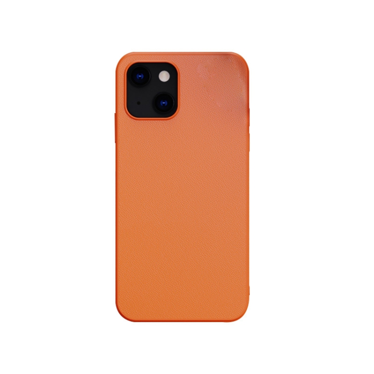 

Pure Skin Leather Back Cover Shockproof Case For iPhone 13 mini(Orange)