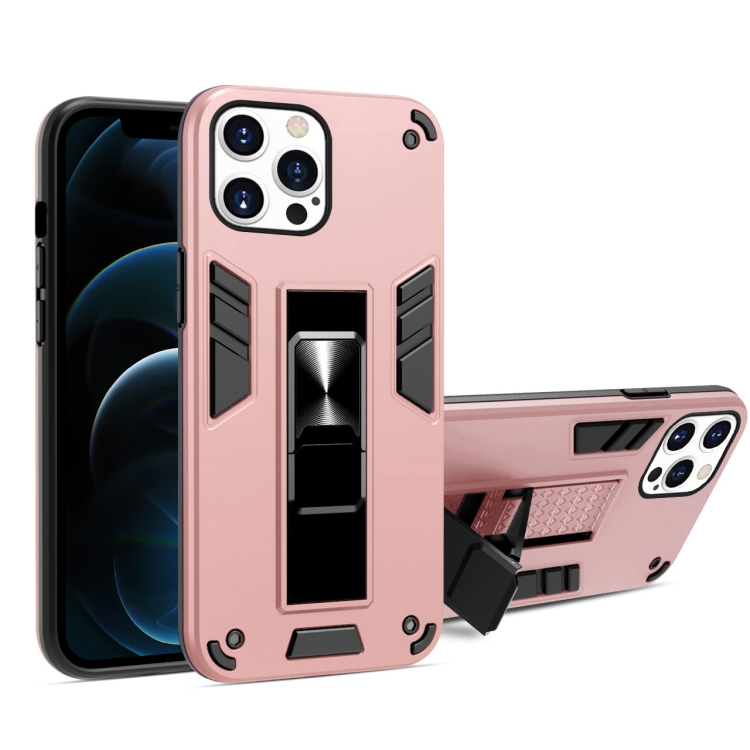 

2 in 1 PC + TPU Shockproof Protective Case with Invisible Holder For iPhone 13 mini(Rose Gold)