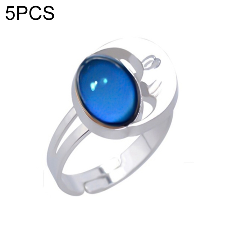 

5 PCS Temperature Sensitive Discoloration Adjustable Open Ring(Moon Old Man Gem)