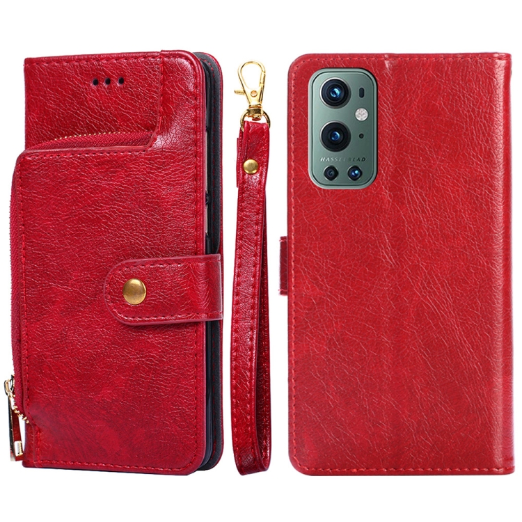 

Zipper Bag PU + TPU Horizontal Flip Leather Case with Holder & Card Slot & Wallet & Lanyard For OnePlus 9 Pro(Red)