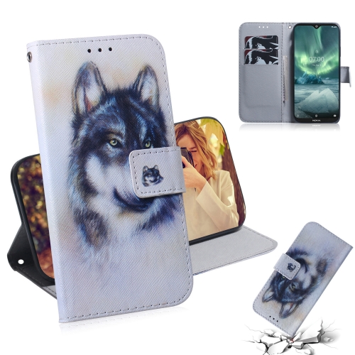 

For Nokia 7.2 Coloured Drawing Pattern Horizontal Flip PU Leather Case with Holder & Card Slots & Wallet(White Wolf)