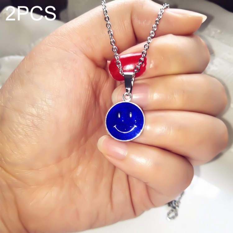 

2 PCS Alloy Temperature Sensitive Discoloration Necklace Jewelry(Round Smiley)