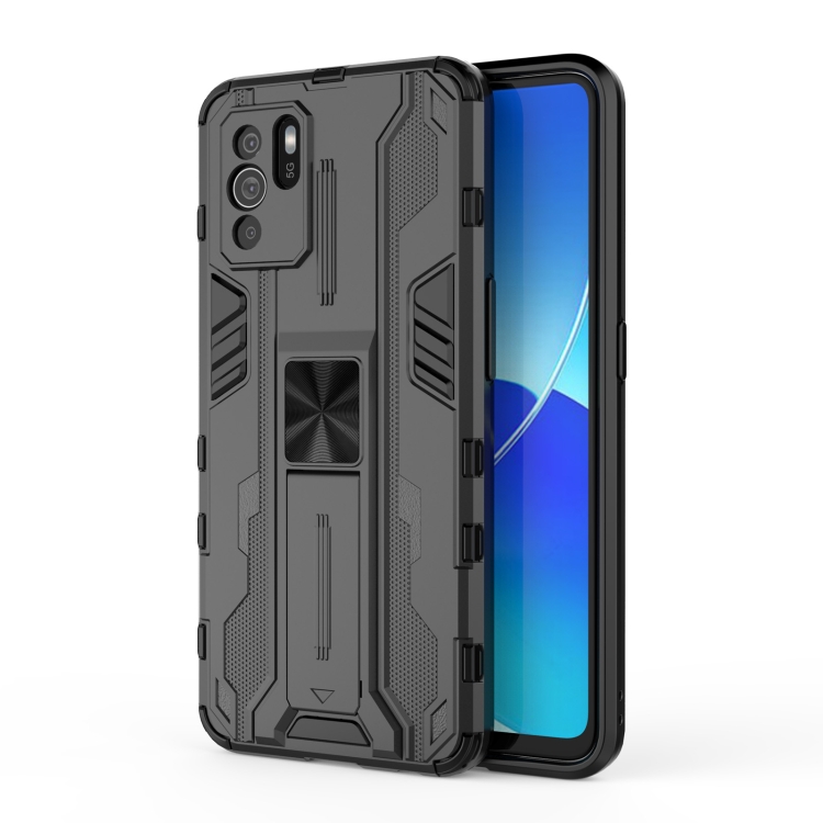 

For OPPO Reno6 Z Supersonic PC + TPU Shock-proof Protective Case with Holder(Black)