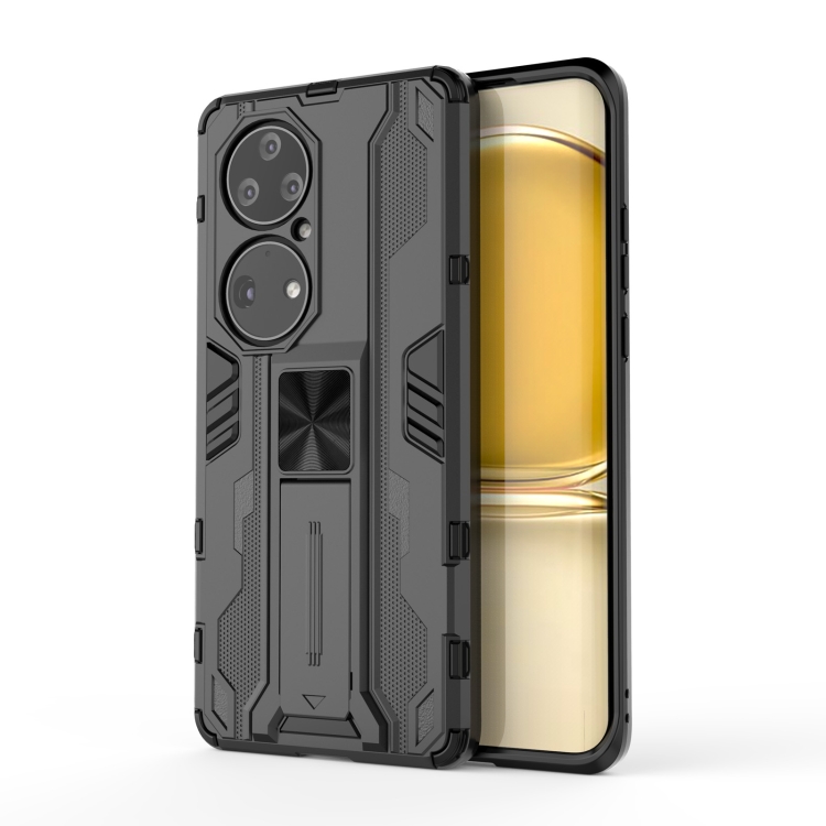 

For Huawei P50 Pro Supersonic PC + TPU Shock-proof Protective Case with Holder(Black)