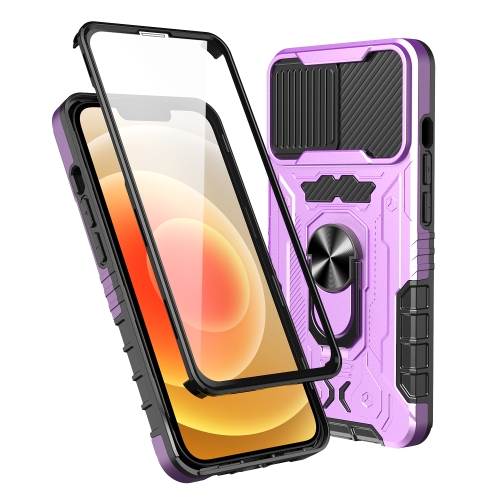 

All-inclusive PC TPU Tempered Glass Film Integral Shockproof Case For iPhone 13 mini(Purple)