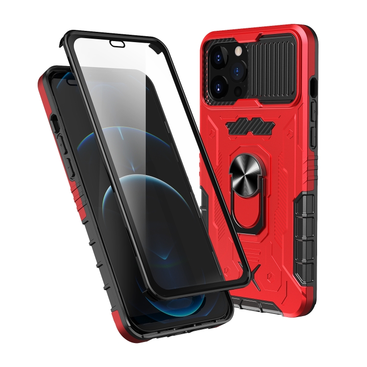 

All-inclusive PC TPU Tempered Glass Film Integral Shockproof Case For iPhone 13 Pro Max(Red)