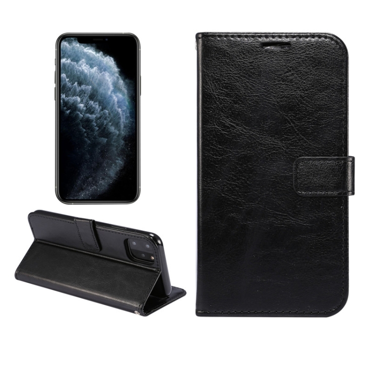 

For iPhone 11 TPU + Crazy Horse Texture PU Leather Horizontal Flip Phone Protective Case with Stand & Card Slot & Wallet(Black)