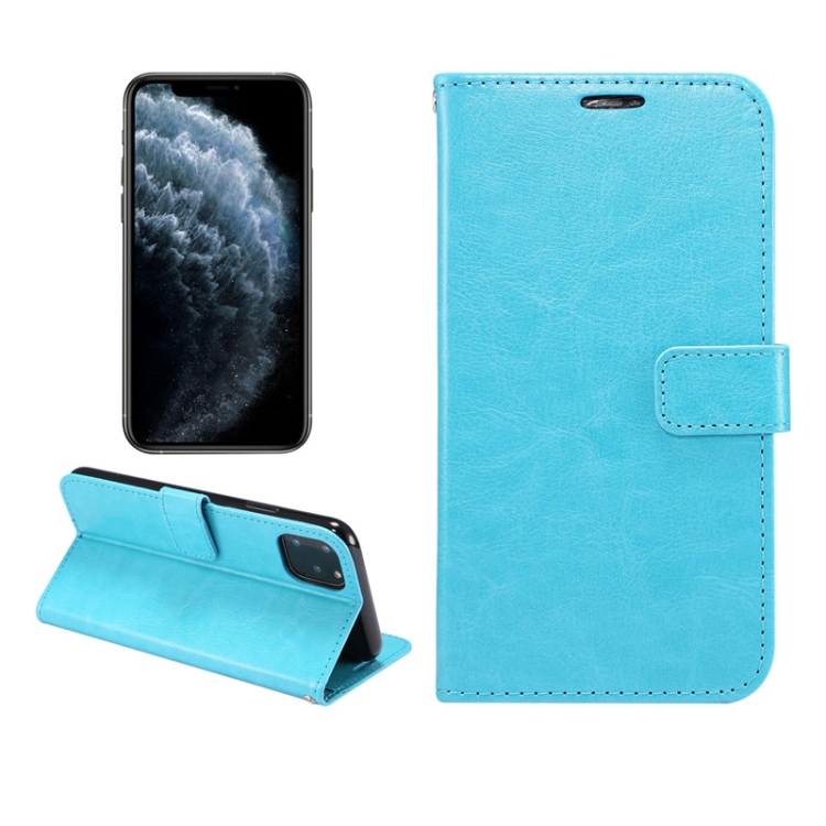 

For iPhone 11 Pro TPU + Crazy Horse Texture PU Leather Horizontal Flip Phone Protective Case with Stand & Card Slot & Wallet(Sky Blue)