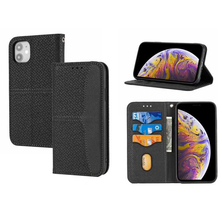 

Woven Texture Stitching Magnetic Horizontal Flip PU Leather Case with Holder & Card Slots & Wallet & Lanyard For iPhone 13(Black)