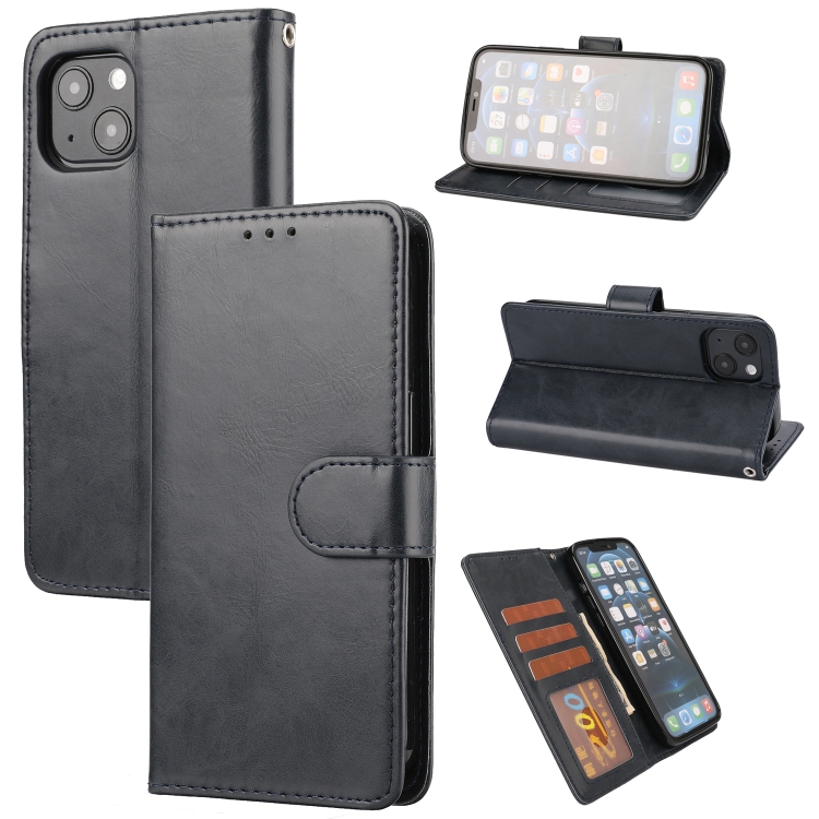 

Crazy Horse Texture Horizontal Flip PU Leather Case with Holder & Card Slots & Wallet & Photo Frame For iPhone 13 mini(Dark Blue)