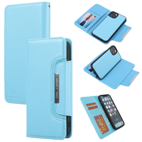 

Litchi Texture Detachable Horizontal Flip PU Leather Case with Holder & Card Slots & Wallet & Photo Frame For iPhone 13(Blue)