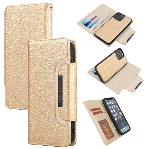 

Litchi Texture Detachable Horizontal Flip PU Leather Case with Holder & Card Slots & Wallet & Photo Frame For iPhone 13 Pro Max(Gold)