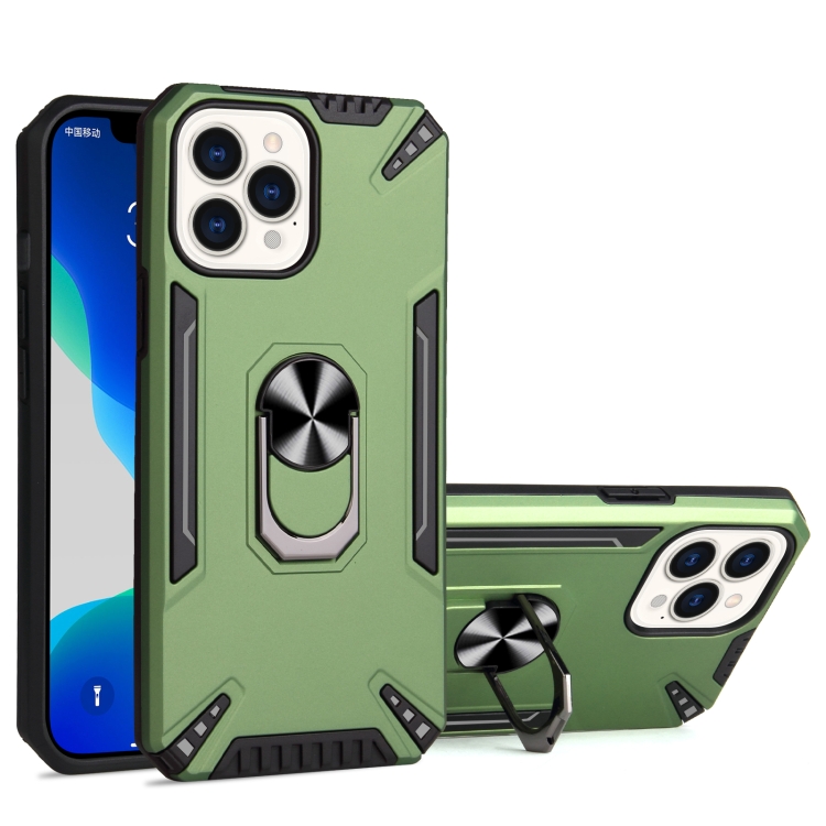 

PC + TPU Protective Case with 360 Degrees Rotatable Ring Holder For iPhone 13 Pro Max(Dark Green)