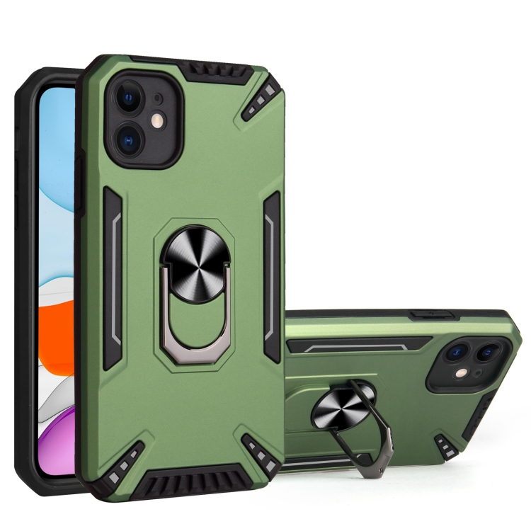 

PC + TPU Protective Case with 360 Degrees Rotatable Ring Holder For iPhone 11(Dark Green)