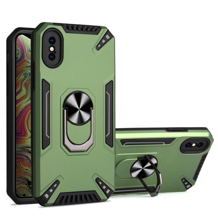 

PC + TPU Protective Case with 360 Degrees Rotatable Ring Holder For iPhone XS Max(Dark Green)