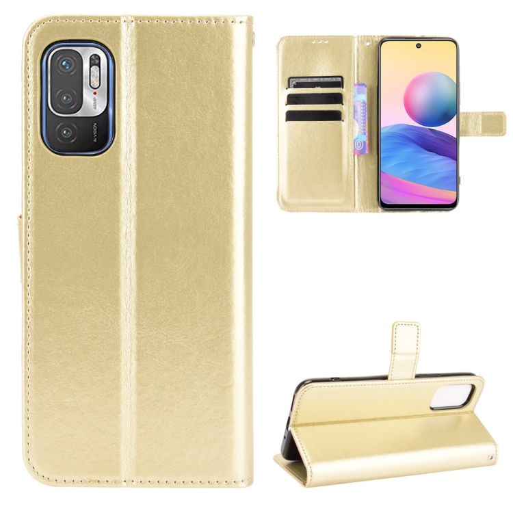 

For Xiaomi Redmi Note 10 JP Version Crazy Horse Texture Horizontal Flip Leather Case with Holder & Card Slots & Lanyard(Gold)