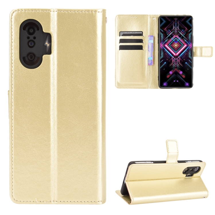 

For Xiaomi Poco F3 GT Crazy Horse Texture Horizontal Flip Leather Case with Holder & Card Slots & Lanyard(Gold)