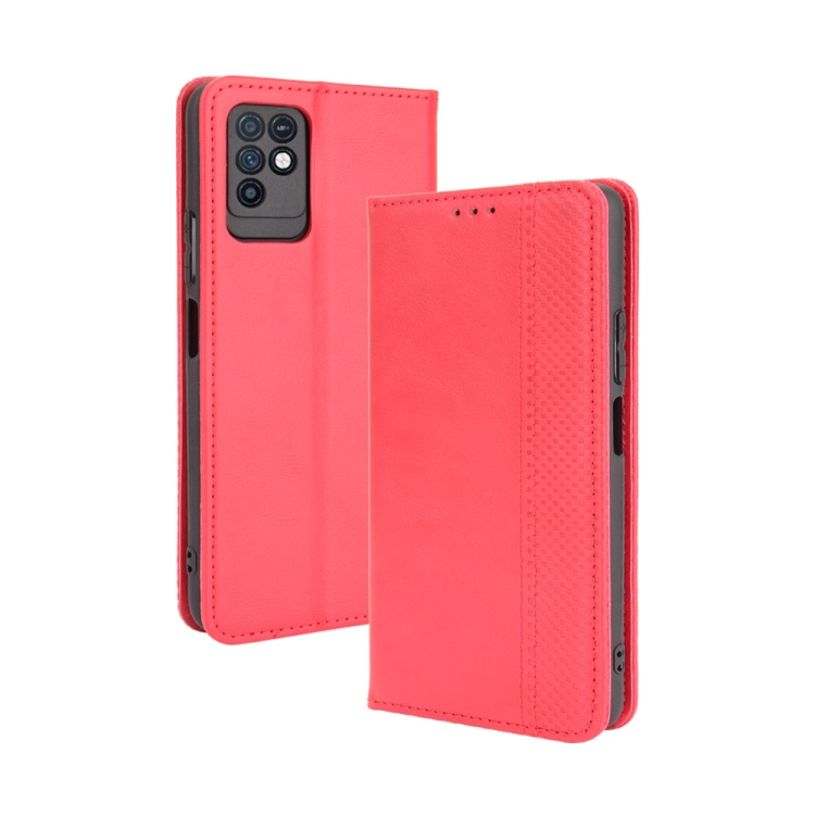 

For Infinix Note 10 Magnetic Buckle Retro Crazy Horse Texture Horizontal Flip Leather Case with Holder & Card Slots & Photo Frame(Red)