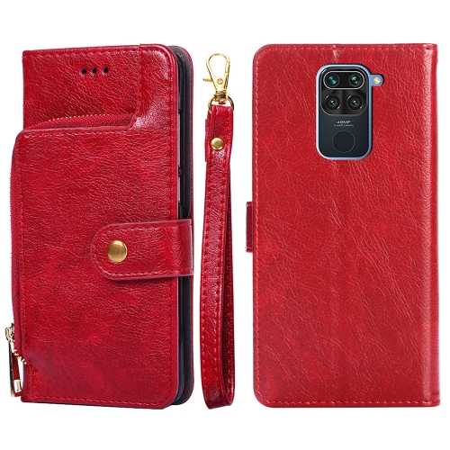 

Zipper Bag PU + TPU Horizontal Flip Leather Case with Holder & Card Slot & Wallet & Lanyard For Xiaomi Redmi Note 9(Red)