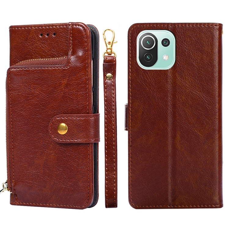 

Zipper Bag PU + TPU Horizontal Flip Leather Case with Holder & Card Slot & Wallet & Lanyard For Xiaomi Mi 11 Lite(Brown)