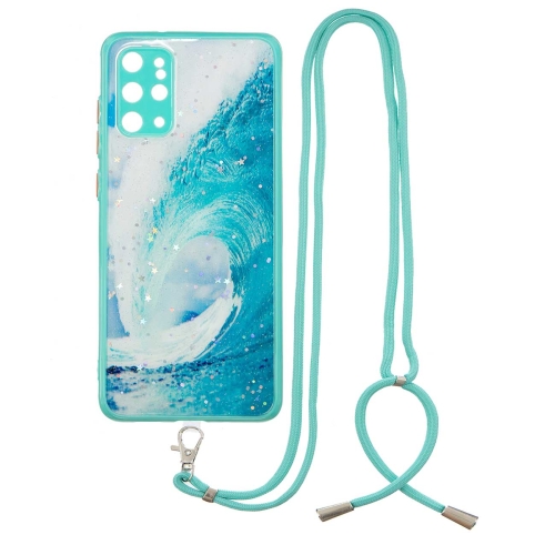 

For Samsung Galaxy S20+ Colored Drawing Starry Sky Epoxy TPU Shockproof Case with Neck Lanyard(Waves)