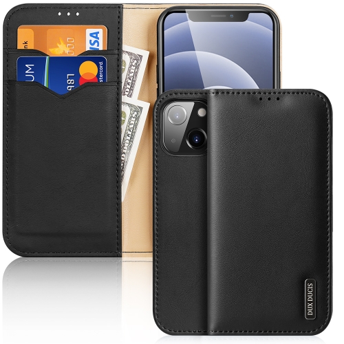 

DUX DUCIS Hivo Series Cowhide + PU + TPU Leather Horizontal Flip Case with Holder & Card Slots For iPhone 13(Black)