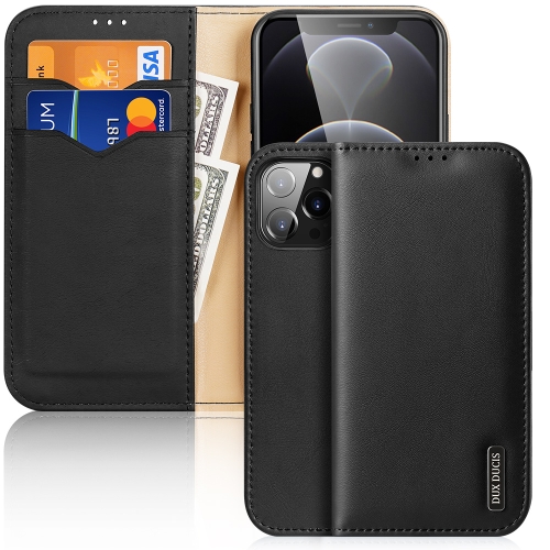 

DUX DUCIS Hivo Series Cowhide + PU + TPU Leather Horizontal Flip Case with Holder & Card Slots For iPhone 13 Pro Max(Black)