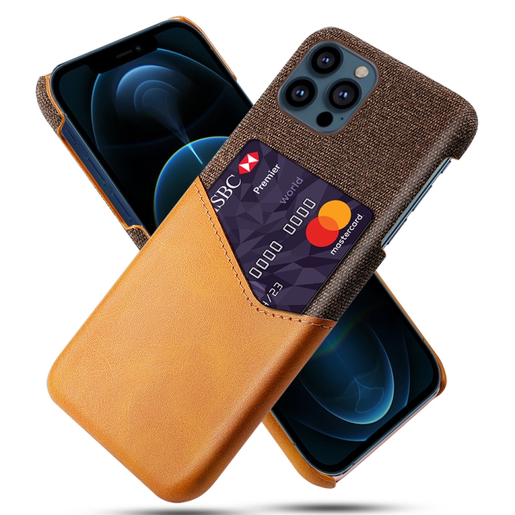

Cloth Texture PC + PU Leather Back Cover Shockproof Case with Card Slot For iPhone 13 Pro(Orange)