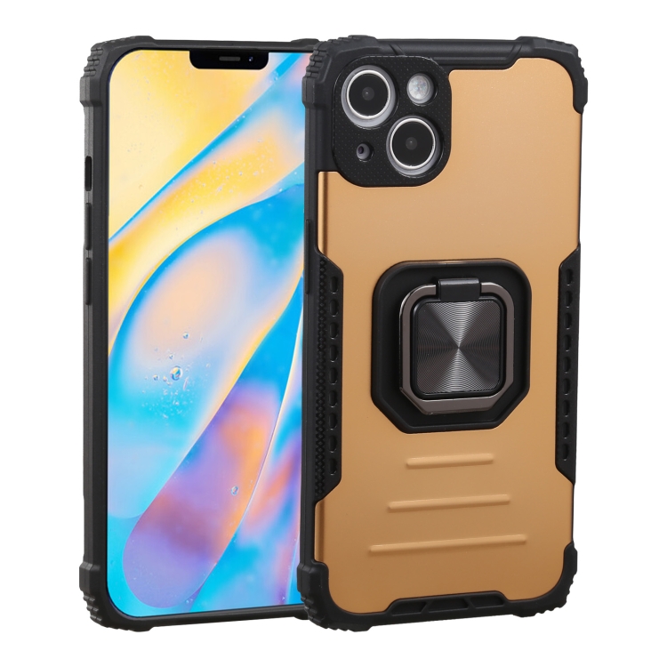 

Fierce Warrior Series Armor All-inclusive Shockproof Aluminum Alloy + TPU Protective Case with Ring Holder For iPhone 13(Gold)