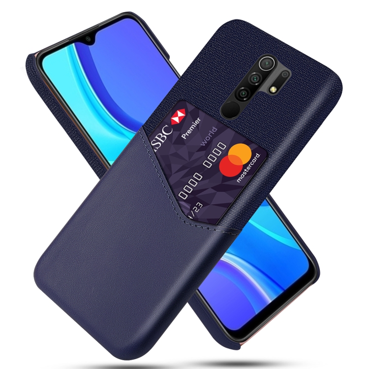 

For Xiaomi Redmi 9 Cloth Texture PC + PU Leather Back Cover Shockproof Case with Card Slot(Blue)