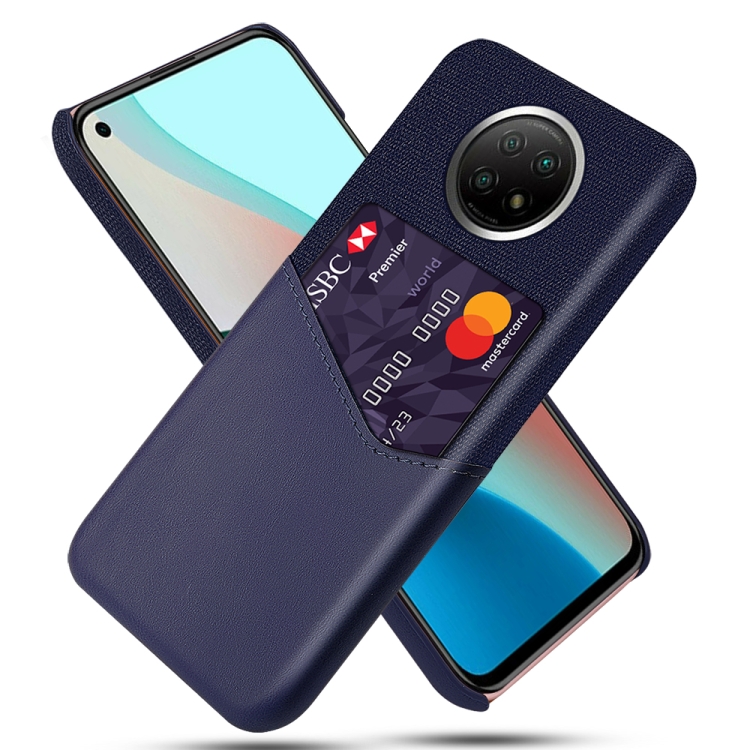 

For Xiaomi Redmi Note 9 5G Cloth Texture PC + PU Leather Back Cover Shockproof Case with Card Slot(Blue)