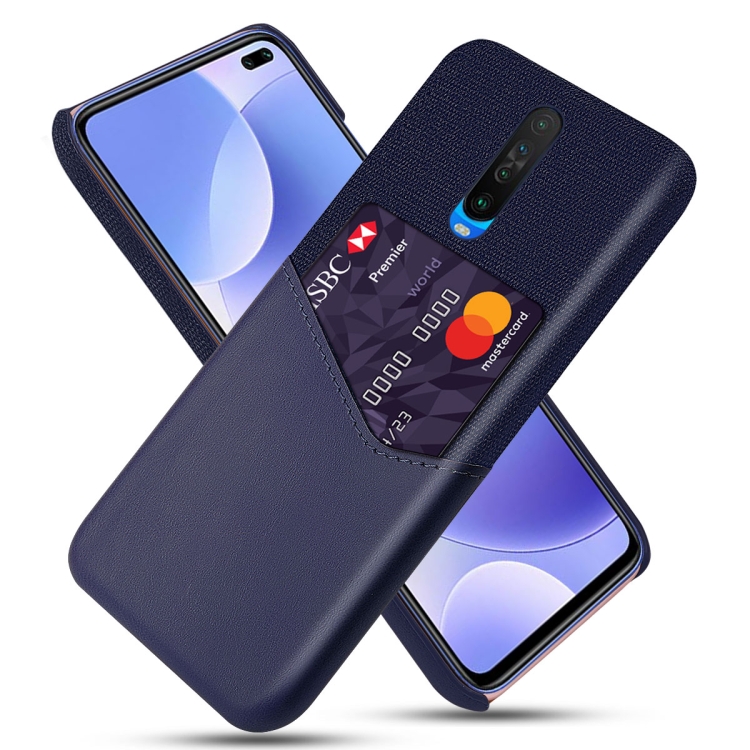 

For Xiaomi Redmi K30 Cloth Texture PC + PU Leather Back Cover Shockproof Case with Card Slot(Blue)