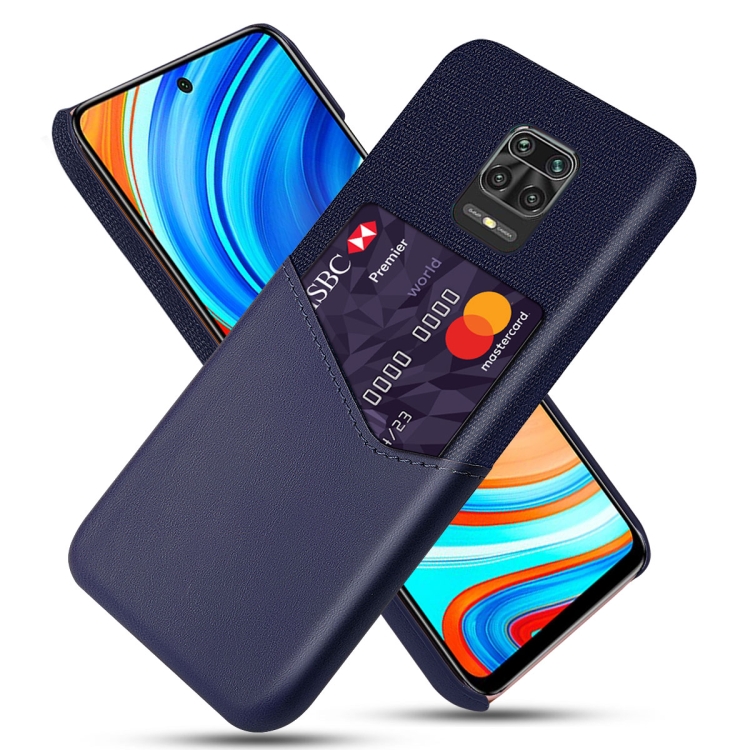 

For Xiaomi Redmi Note 9 Pro Cloth Texture PC + PU Leather Back Cover Shockproof Case with Card Slot(Blue)