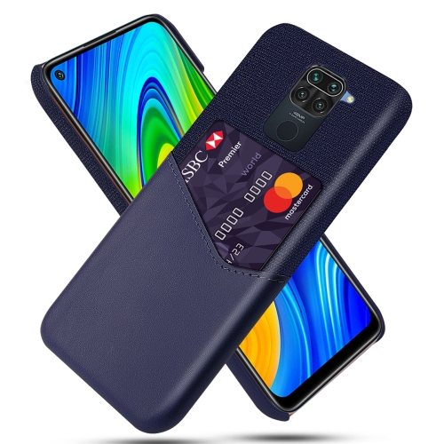 

For Xiaomi Redmi Note 9 Cloth Texture PC + PU Leather Back Cover Shockproof Case with Card Slot(Blue)